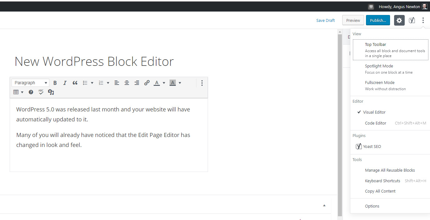New WordPress Block Editor
